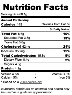 Vanilla Crepe Nutritional Information