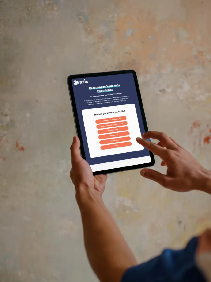The Axis quiz on an iPad, asking who you are in your teen’s life