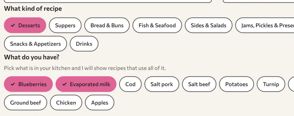 Recipe filters with Desserts, Blueberries and Evaporated milk picked