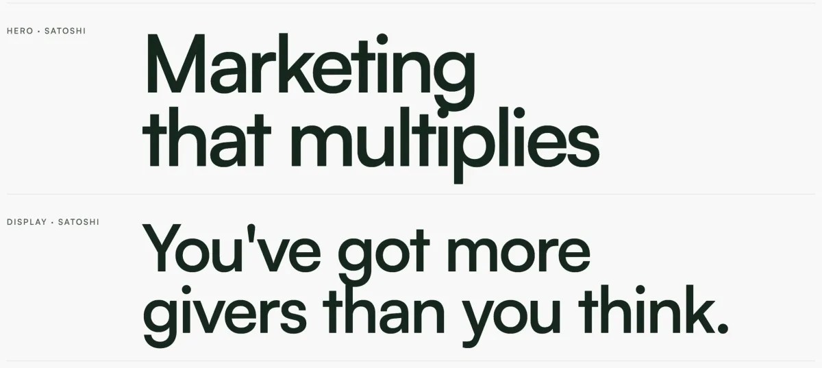 Type samples: Marketing that multiplies. You've got more givers than you think.