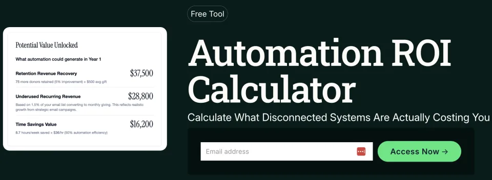 The Automation ROI Calculator landing page