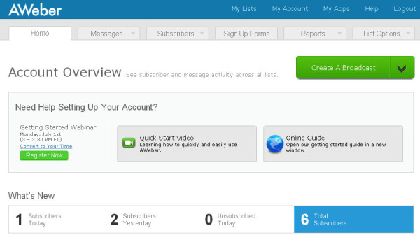 The AWeber User Interface